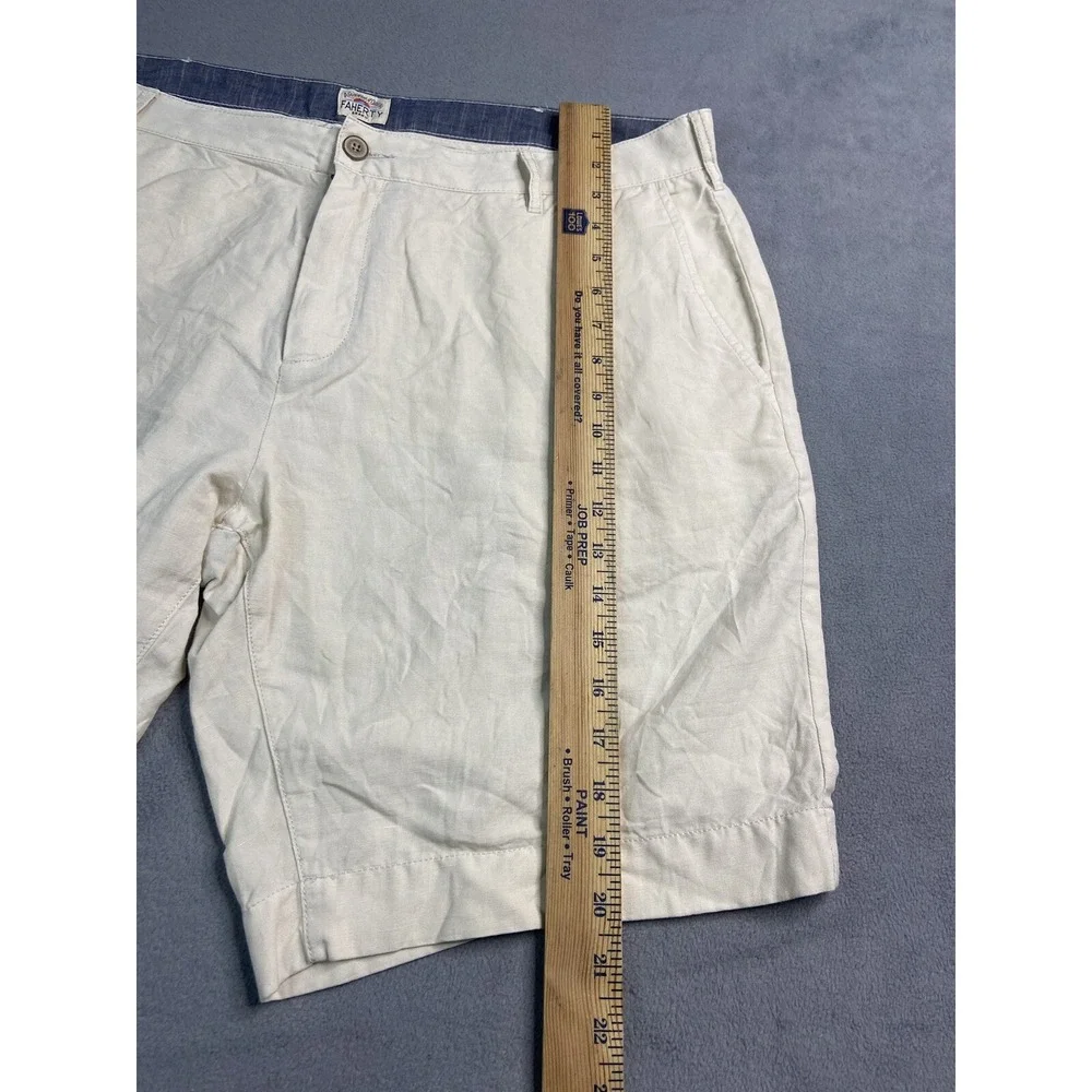 Faherty Shorts Mens 38 Beige‎ Malibu Chino Linen Cotton Casual 9.5